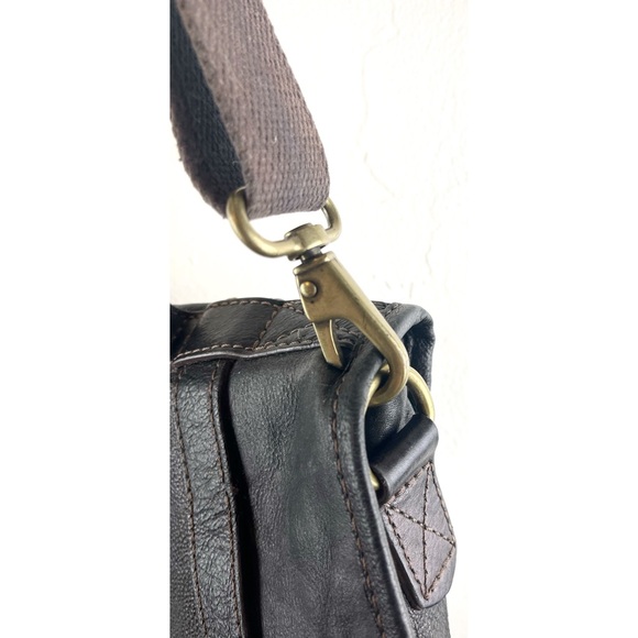 vintage fossil crossbody bag Top Handle Black Leather Bag Adjustable Messenger - Picture 6 of 14